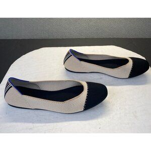 Rothy’s Cream Black Knit Round Toe Ballet Flats‎ Slip-Ons Size 10,Womens Shoes